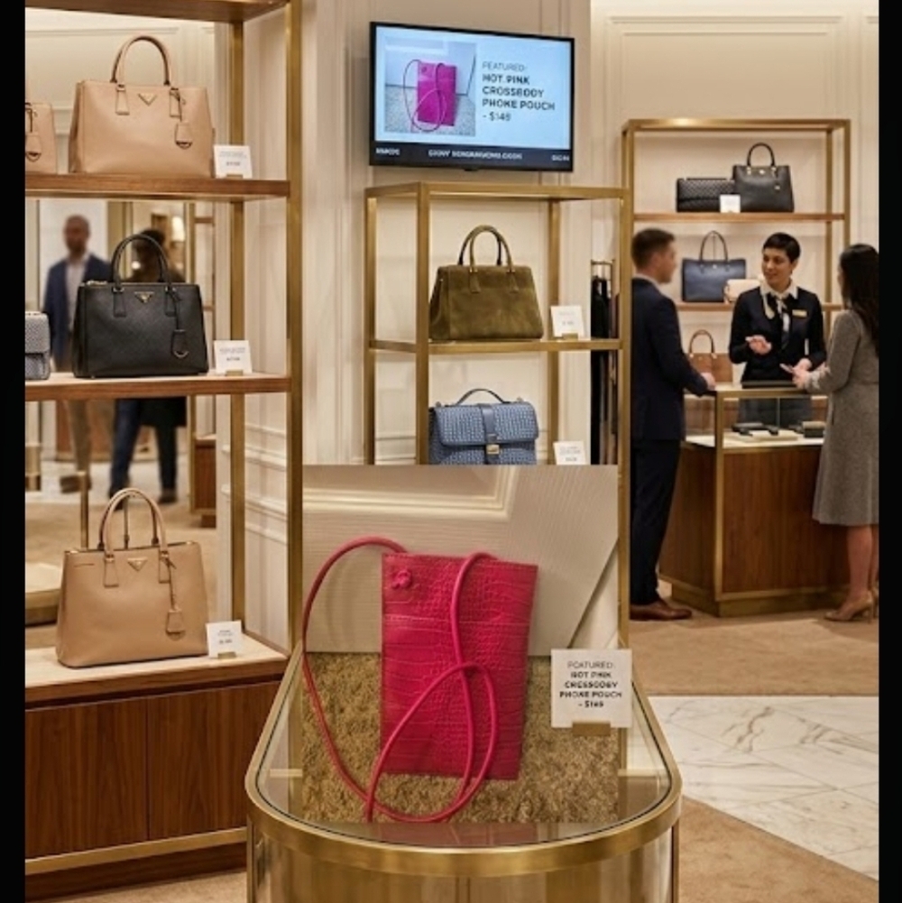 Elegant Fuschia Pink Croc-Embossed Crossbody Bag